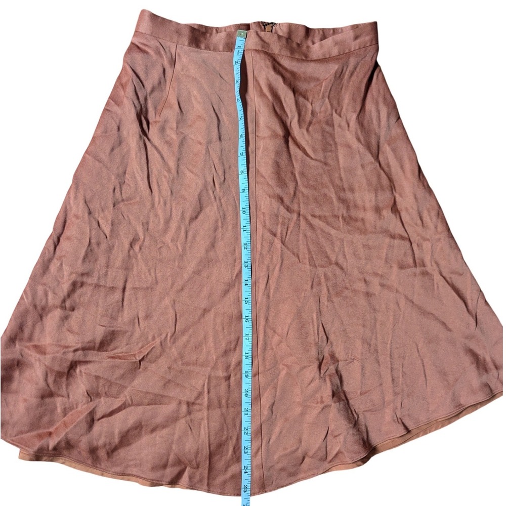 ANN TAYLOR A Line Midi Skirt Blush Rose Satin Y2K 90's Office Siren Women's Sz 0 - Picture 4 of 5